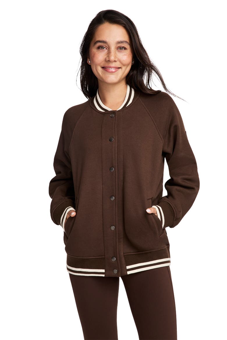 Women's Cotton Blend Varsity Jacket, Main, color, Walnut