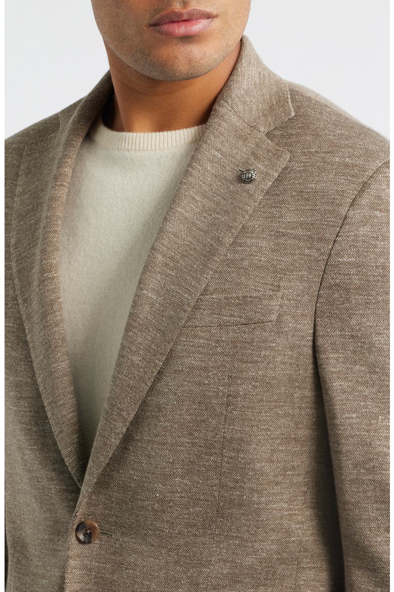 Hartford Tan Knit Wool & Silk Blend Mélange Sport Coat, Alternate, color, TAN