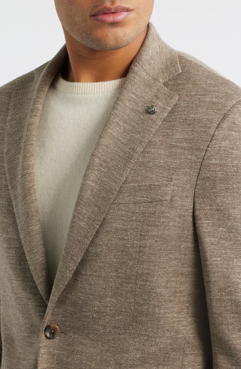 Jack Victor Hartford Tan Knit Wool & Silk Blend Mélange Sport Coat, Alternate, color, Tan