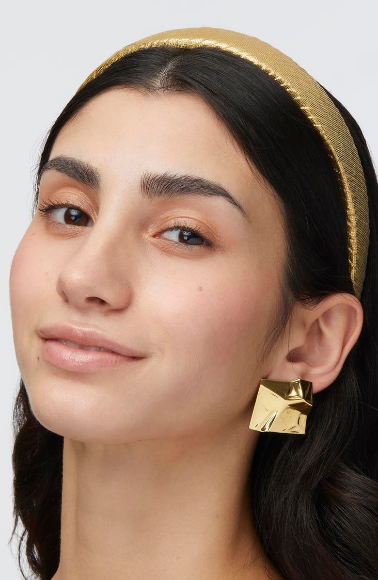 Lele Sadoughi Crinkled Metallic Headband, Alternate, color, Gold