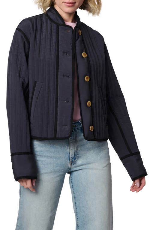 Shop Bernardo Textured Quilted Button-up Jacket In Navy/black