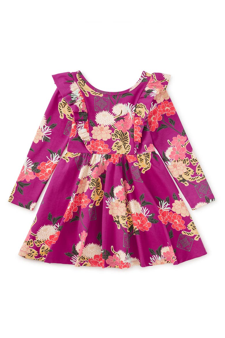 Ruffle Shoulder Ballet Dress, Main, color, Tiger & Peony