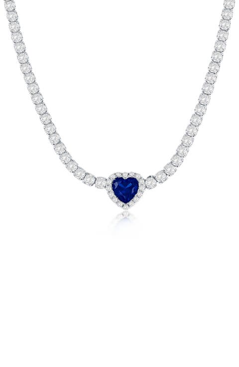 Heart Cubic Zirconia Tennis Necklace