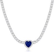 SIMONA Heart Cubic Zirconia Tennis Necklace