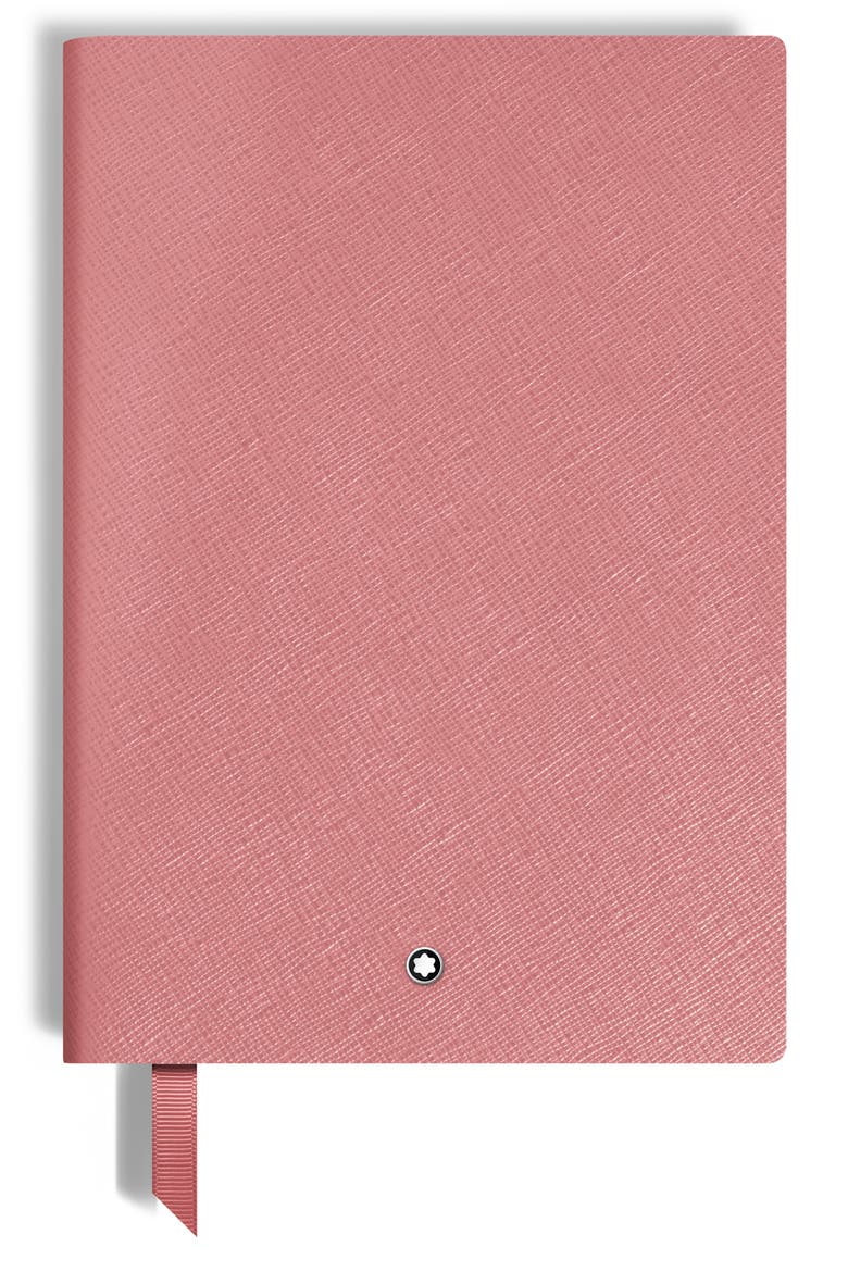 Medium Lined Leather Notebook, Main, color, PINK