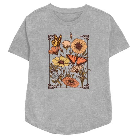 Women's Lost Gods Floral Sketch  Graphic T-Shirt
