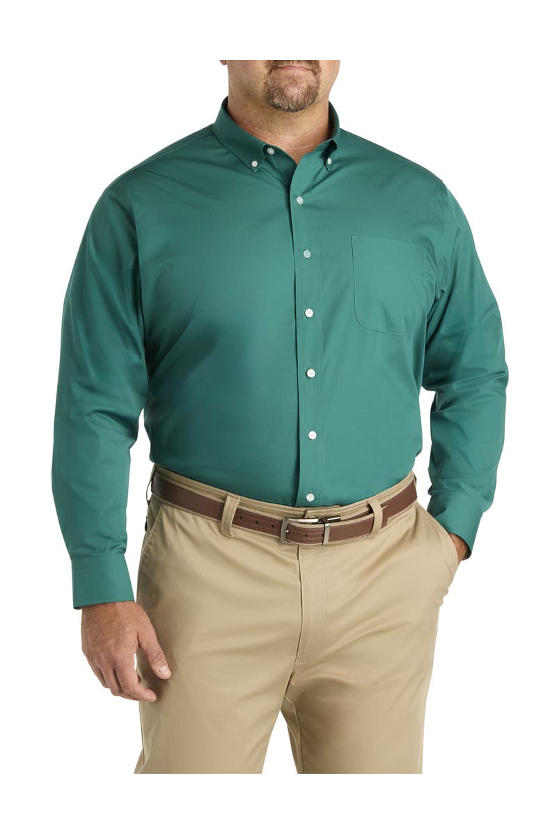 Oak Hill by DXL Big & Tall  Solid Tech Sport Shirt, Main, color, Bayberry