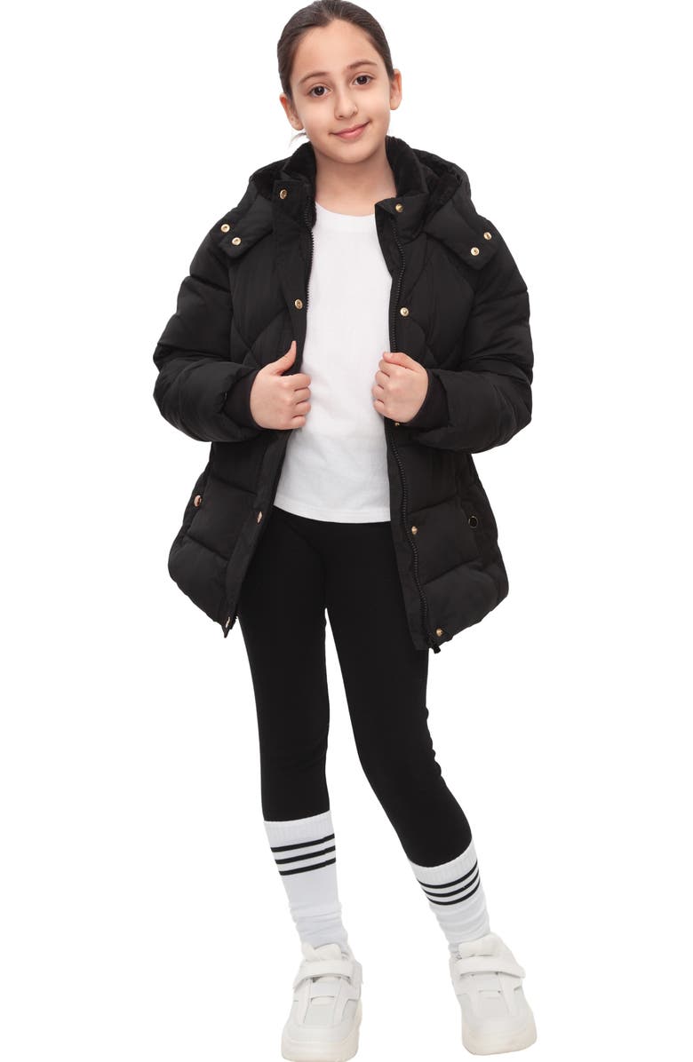Rokka&Rolla Kids' Timeless Quilted Coat, Alternate, color, Black