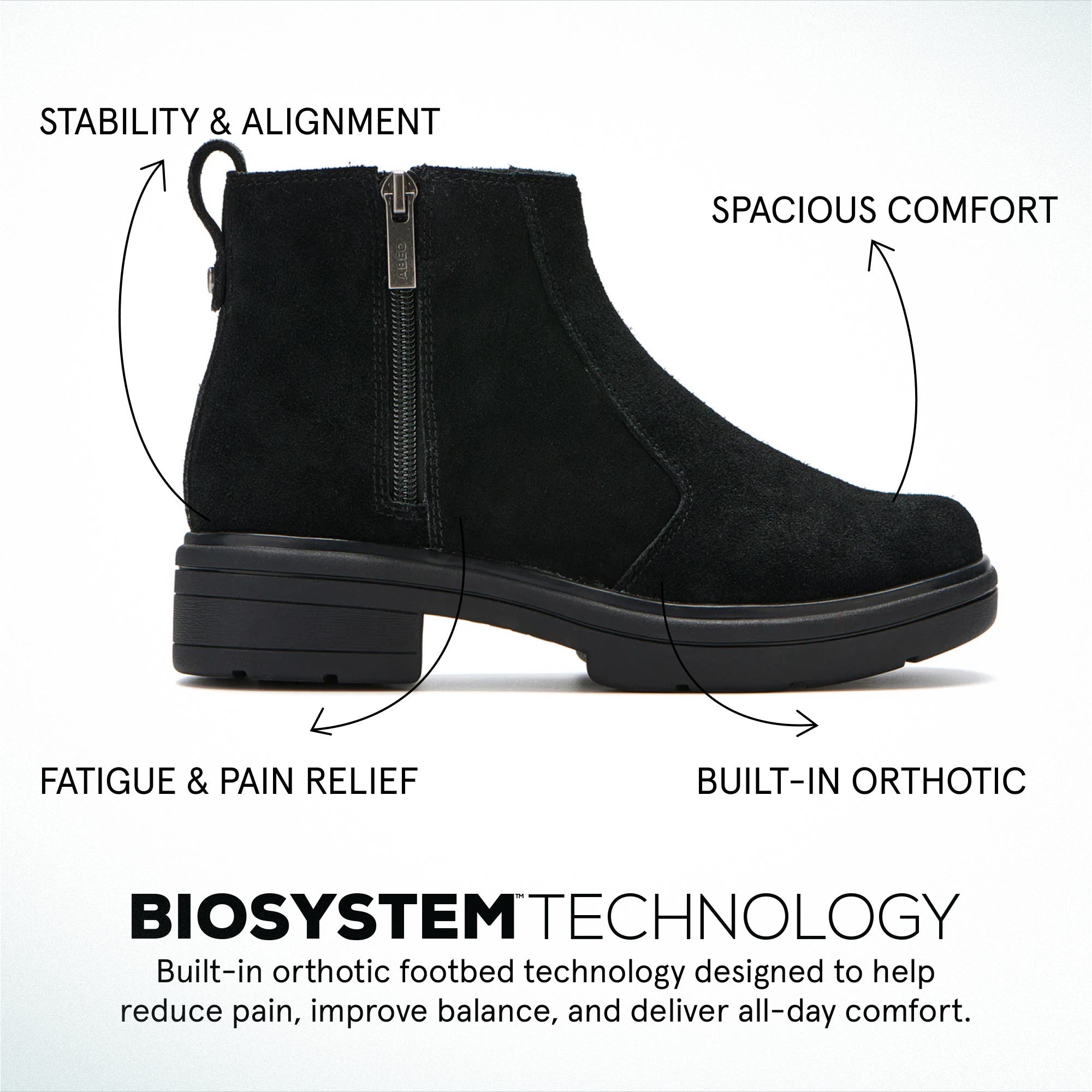 ABEO Vista Zip, Alternate, color, Black Suede - Metatarsal