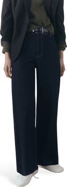 MANGO Catherin Raw Hem High Waist Wide Leg Culotte Jeans