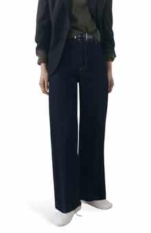 MANGO Catherin Raw Hem High Waist Wide Leg Culotte Jeans