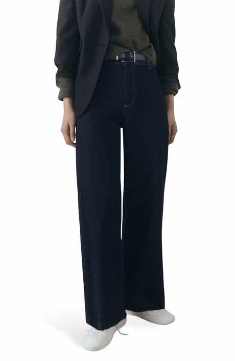 MANGO Catherin Raw Hem High Waist Wide Leg Culotte Jeans