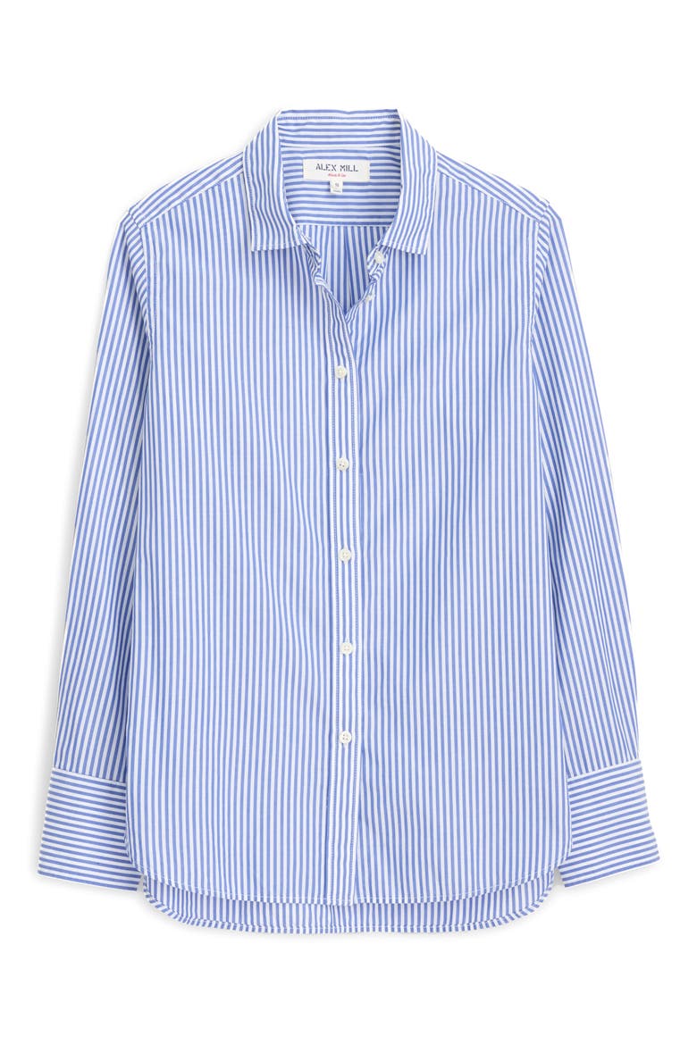 Val Stripe Poplin Button-Up Shirt, Alternate, color, BLUE/ WHITE