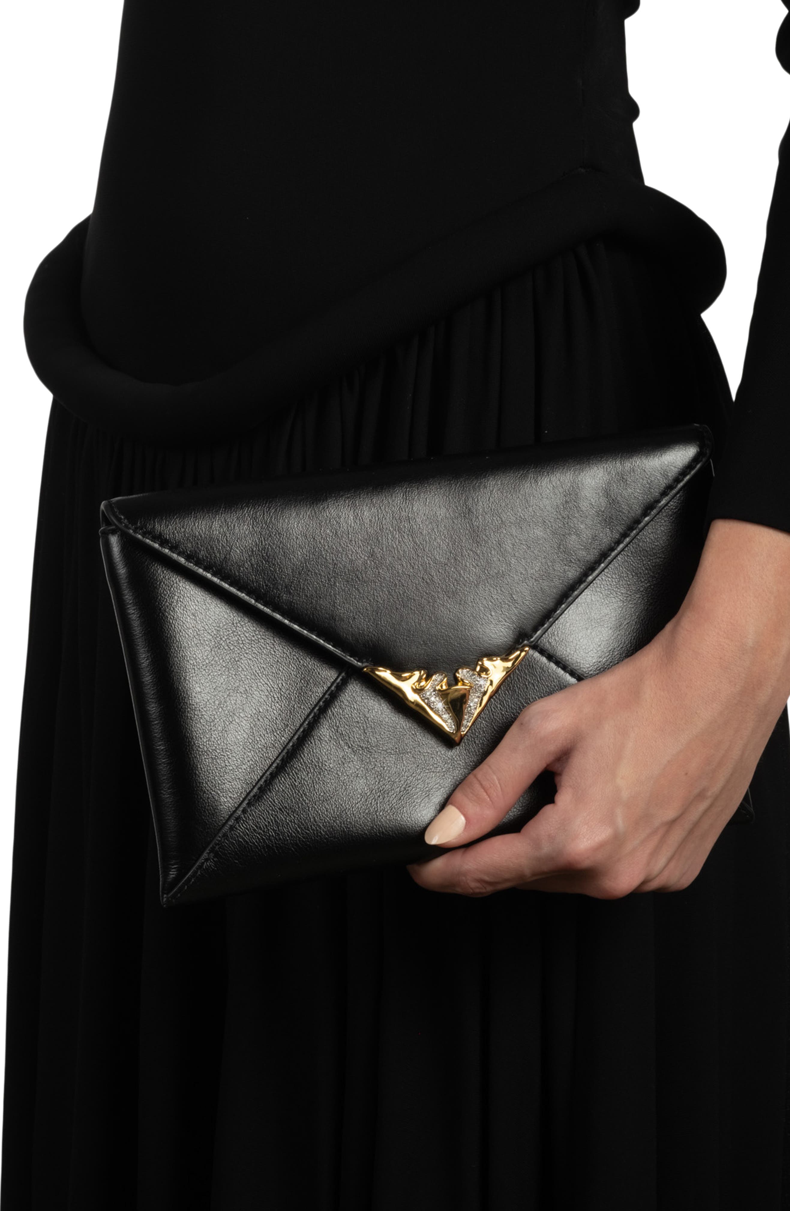Alexis Bittar Envelope Clutch Bag, Alternate, color, Black