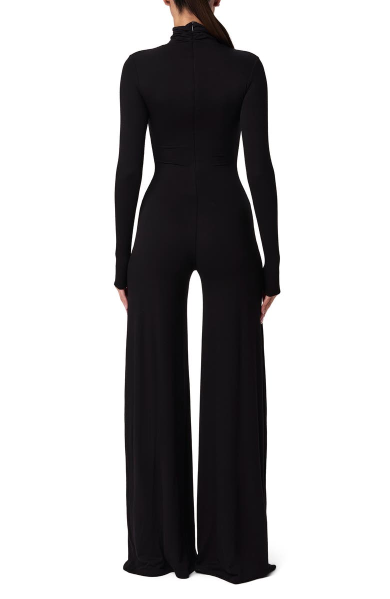 Naked Wardrobe Sculpt Turtleneck Wide Leg Jumpsuit, Alternate, color, Black