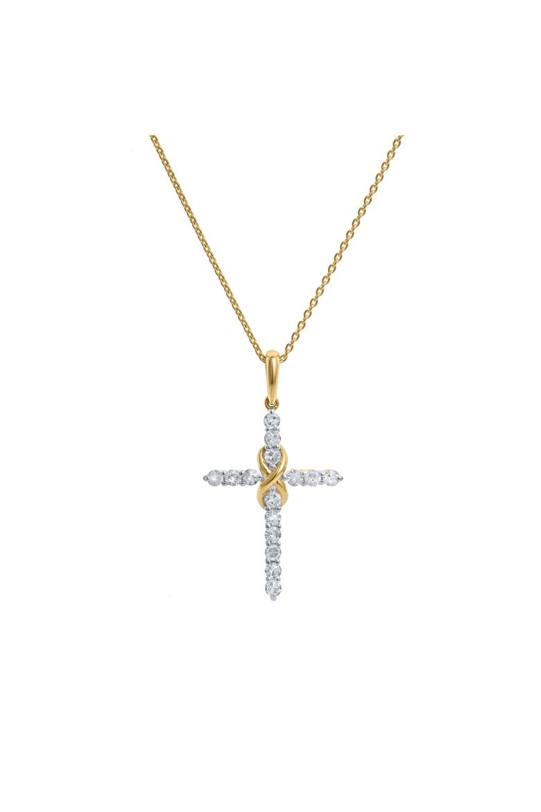 Trinita 14K Gold Diamond Cross Pendant - 0.18 ct, Main, color, 14K Yellow Gold