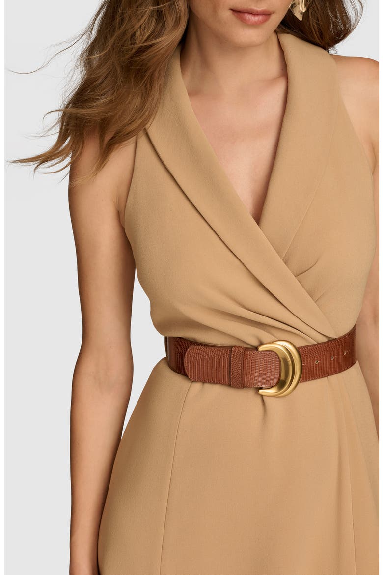 Belted Sleeveless Midi Dress, Alternate, color, FAWN