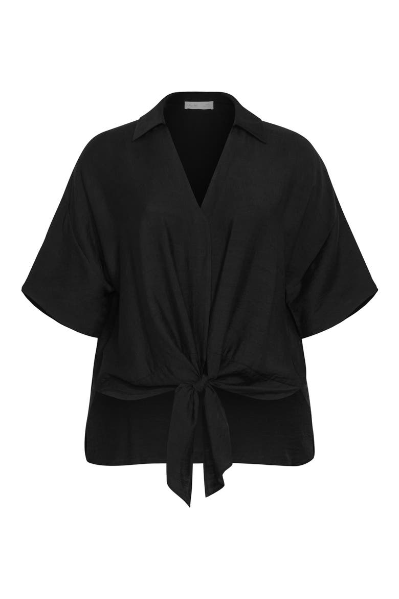 Rosie Tie Front Top, Alternate, color, BLACK
