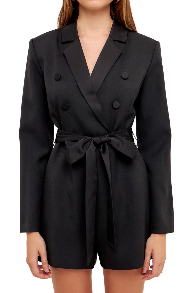 Endless Rose Notched Collar Long Sleeve Romper, Alternate, color, 