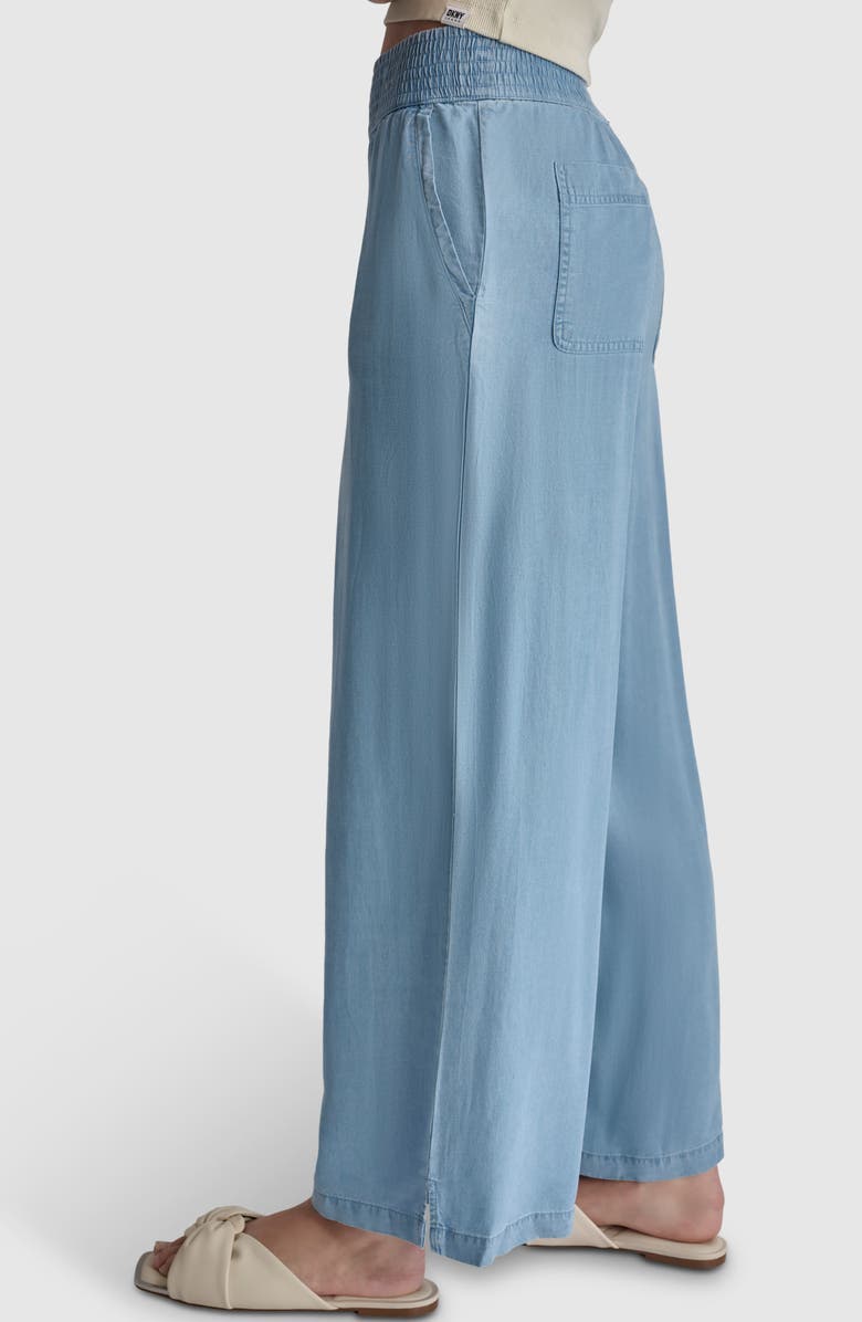 DKNY Jeans High Rise Tencel<sup>®</sup> Lyocell Wide Leg Pants, Alternate, color, Chambray