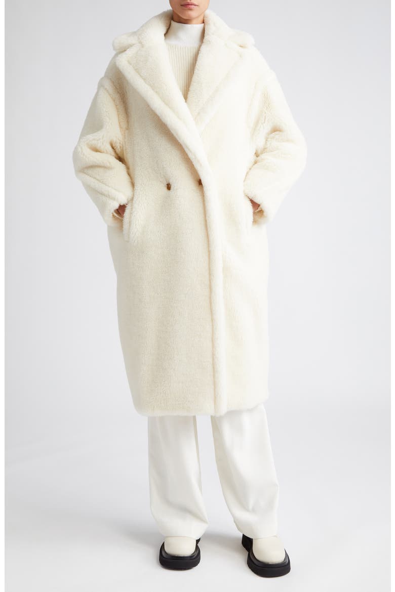 Tedgirl Oversize Double Breasted Alpaca Blend Coat, Main, color, WHITE