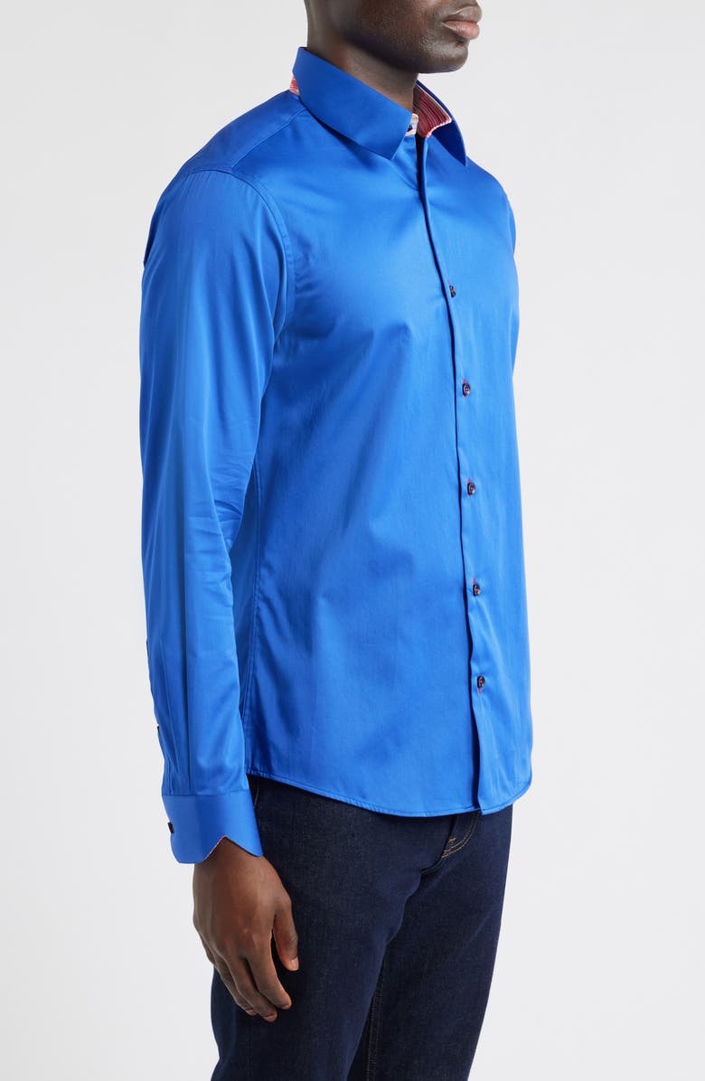 Siragusa Printed Silk Trim Dress Shirt, Alternate, color, Royal Blue