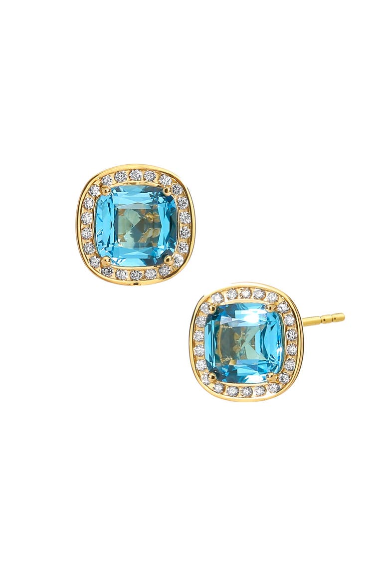Cushion Studs, Main, color, Blue Topaz