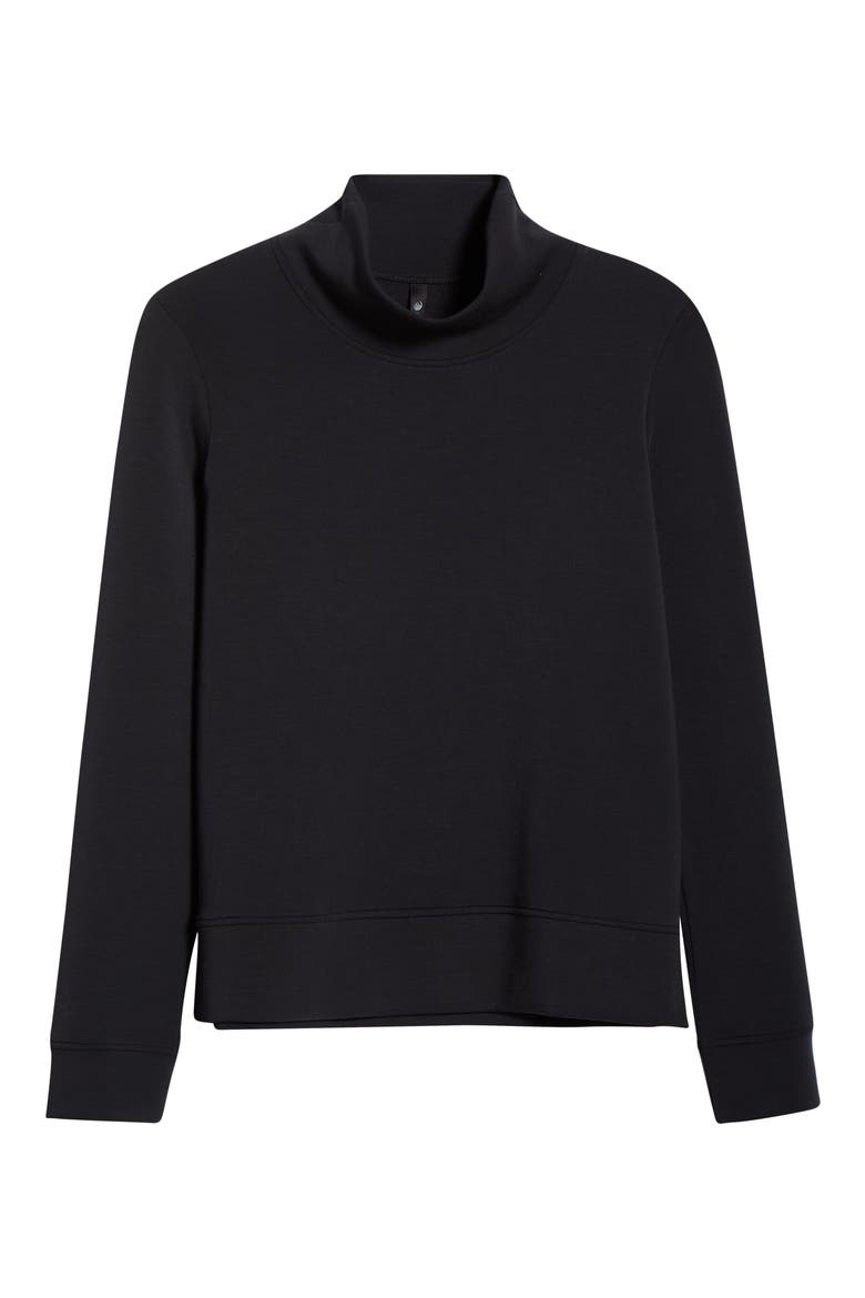 Dreamweave Recycled Polyester Blend Mock Neck Sweatshirt, Alternate, color, BLACK