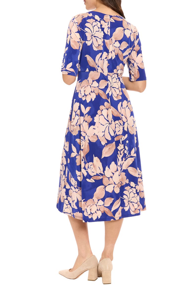 Keyhole Midi Dress, Alternate, color, NAVY/ TAN