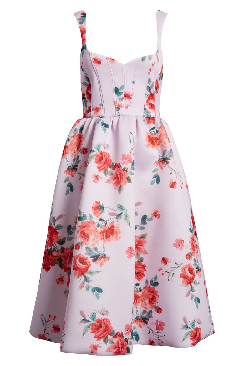 Floral Midi Dress, Alternate, color, PINK MULTI