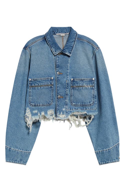 Stella Mccartney Denim Jacket With Pocket Decoration In Medium Vintage Blue