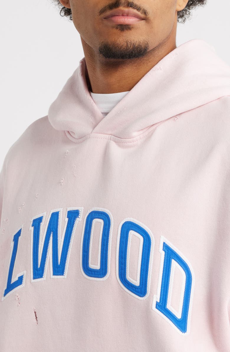 Elwood Fireside Distressed Logo Hoodie, Alternate, color, Washed Pink