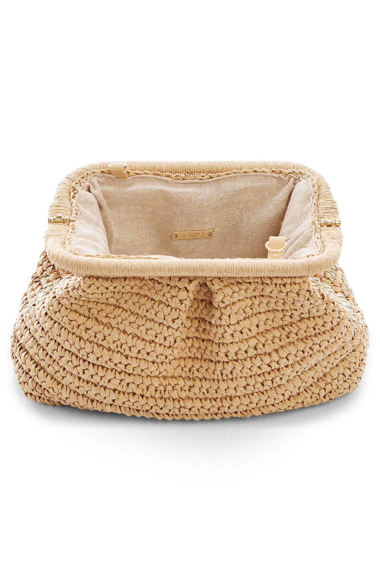MANGO Amalfi Crochet Straw Clutch, Alternate, color, 