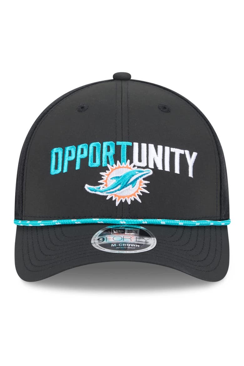 Men's New Era Black Miami Dolphins 2025 Inspire Change 9FORTY M-Crown Adjustable Hat, Alternate, color, Black