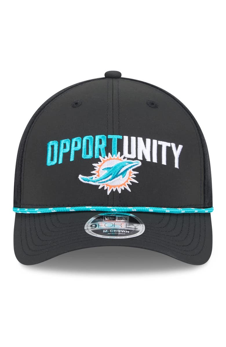 New Era Men's New Era Black Miami Dolphins 2025 Inspire Change 9FORTY M-Crown Adjustable Hat, Alternate, color, Black