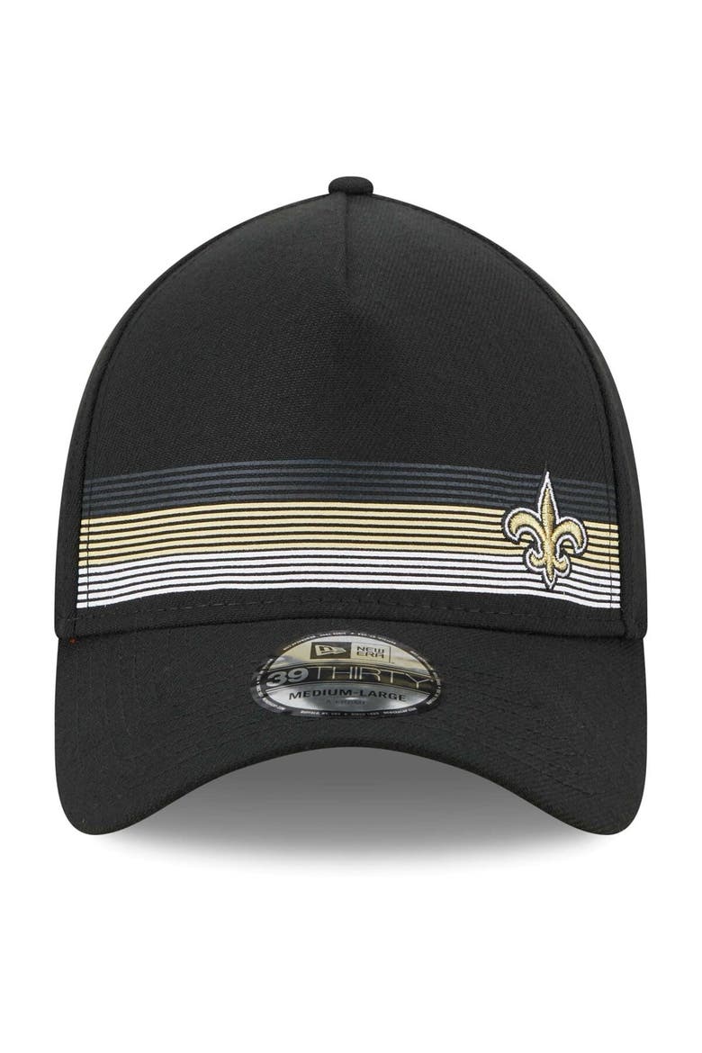 Men's New Era Black New Orleans Saints Flawless Stripe 39THIRTY Flex Hat, Alternate, color, Black