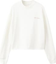 MANGO TEEN Raw Hem Cotton Graphic Sweatshirt