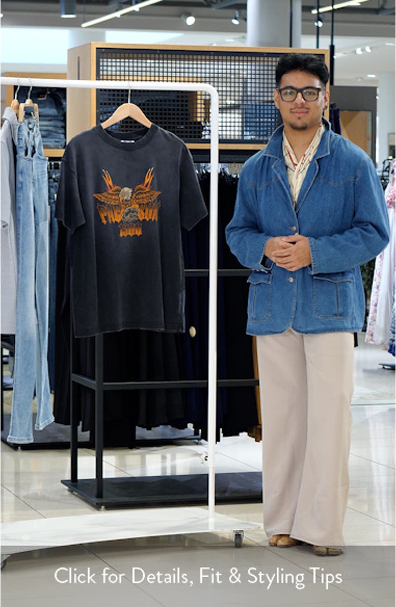 Eagle Skull Cotton Graphic T-Shirt, sales video thumbnail