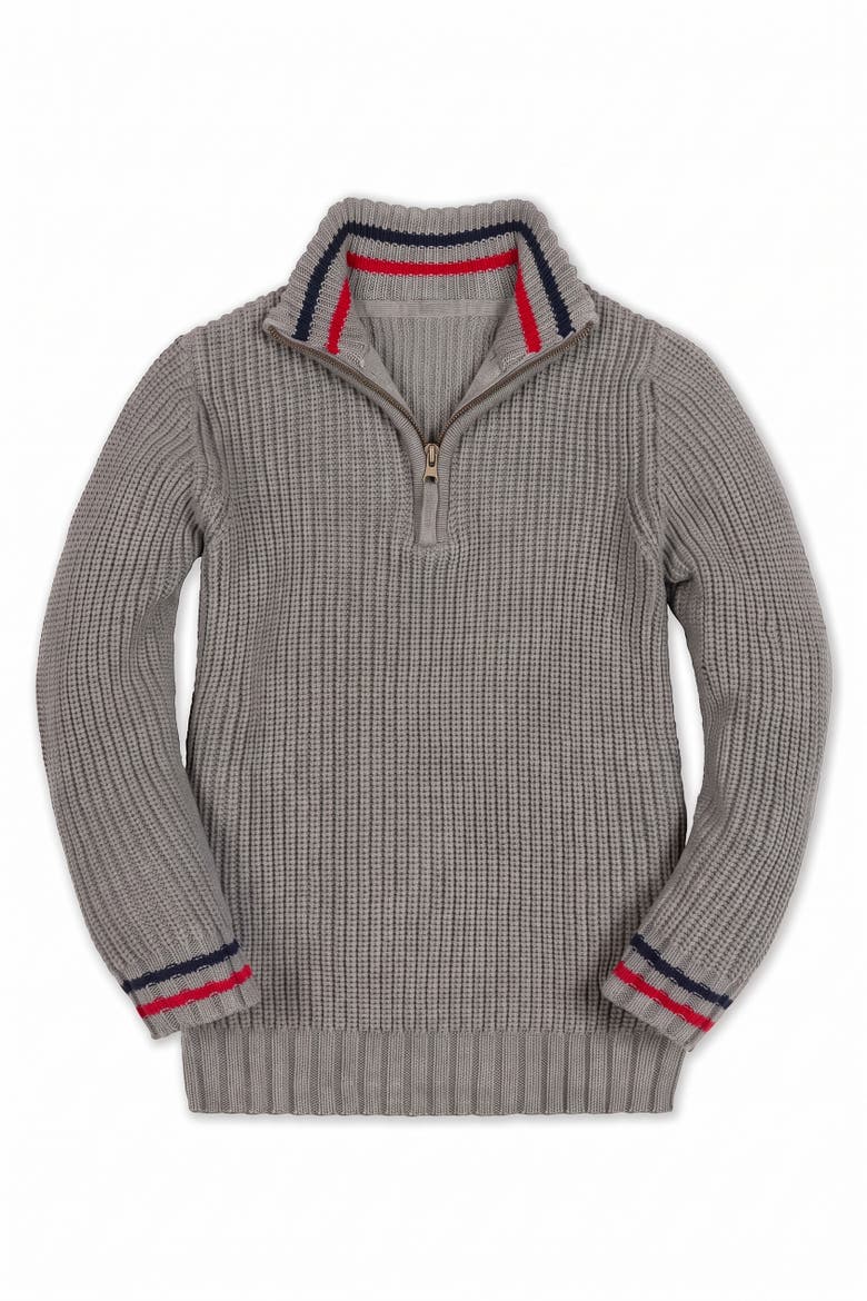 Kids' Organic Cotton Half Zip Sweater, Main, color, Dark Gray Heather