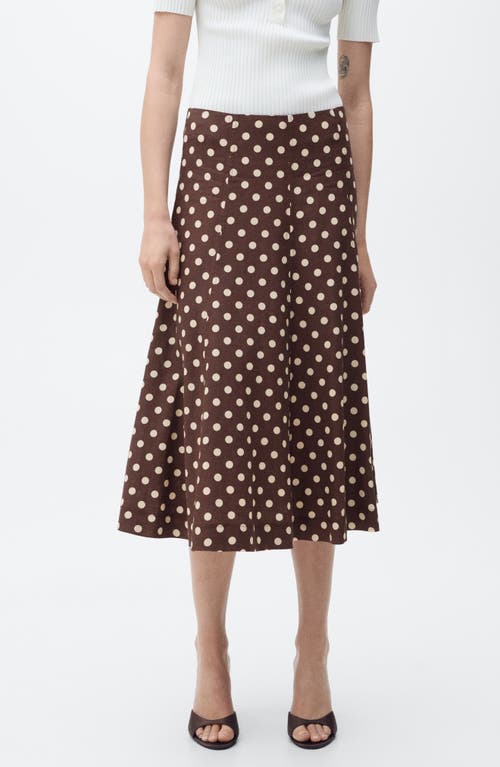 Shop Mango Polka Dot Flare Linen Blend Skirt