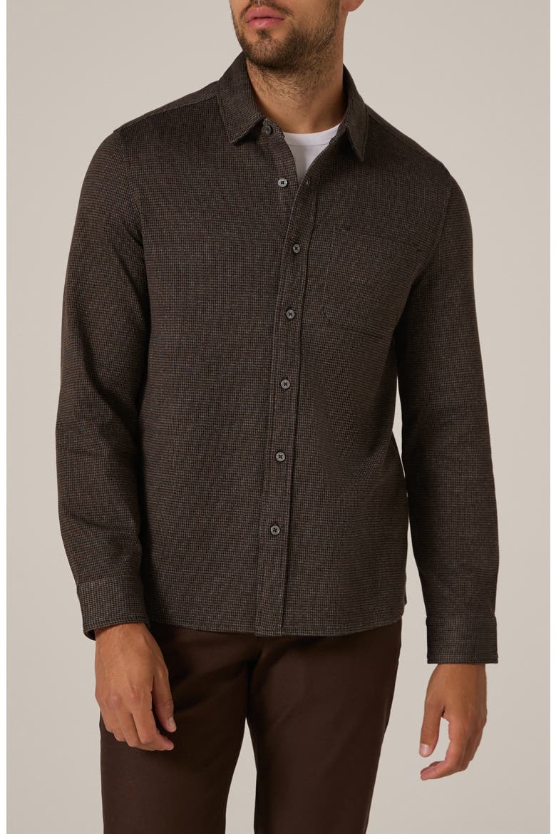 Generation Houndstooth Knit Button-Up Shirt, Main, color, BROWN