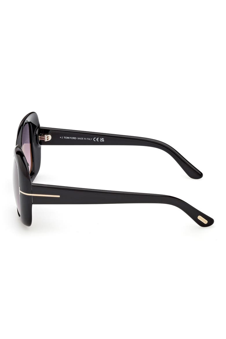 52mm Gradient Square Sunglasses, Alternate, color, SHINY BLACK / SMOKE PURPLE