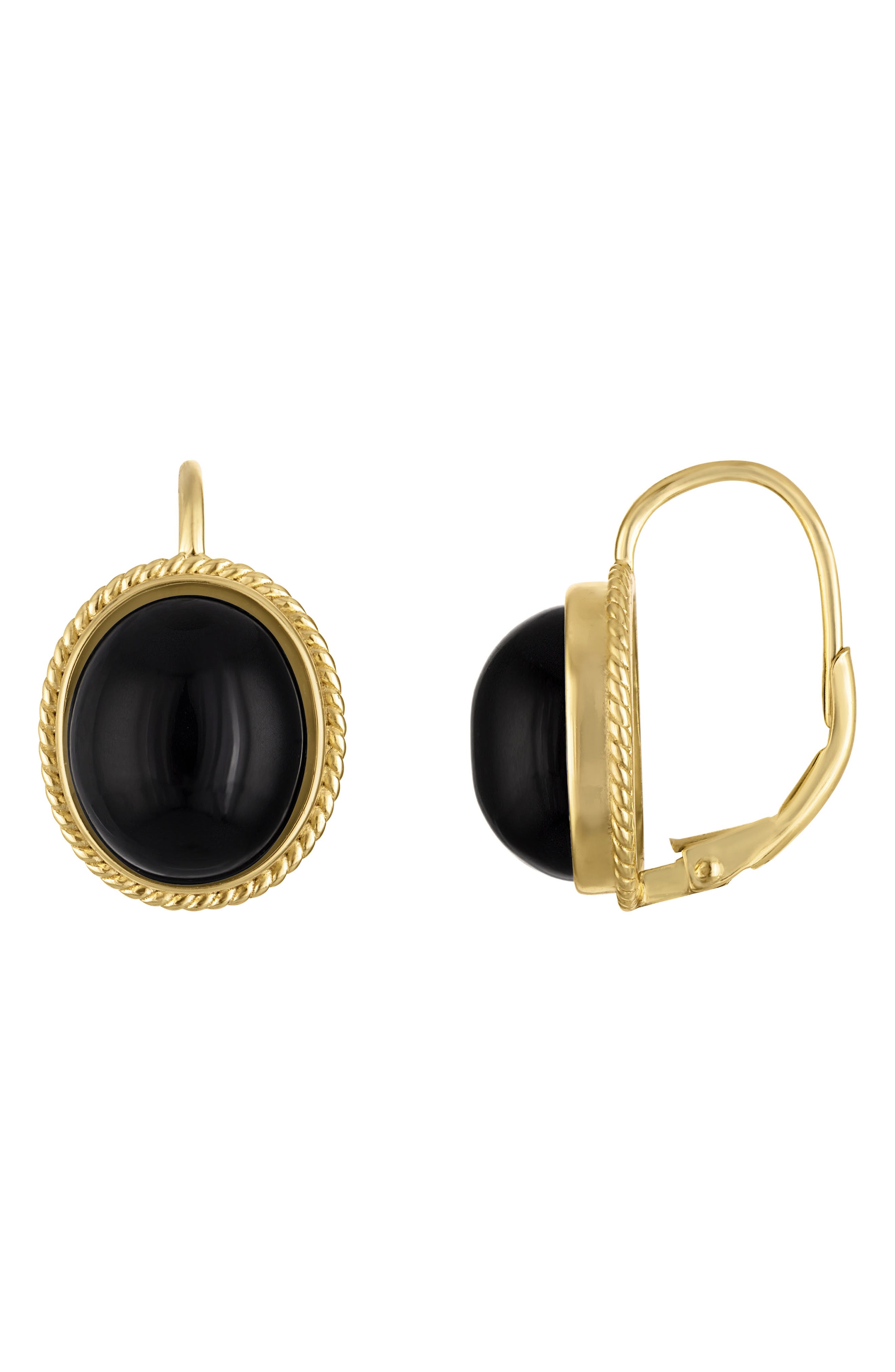 FZN Sterling Silver & Onyx Cabochon Earrings