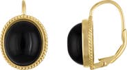 FZN Oval Onyx Cabochon Lever Back Earrings