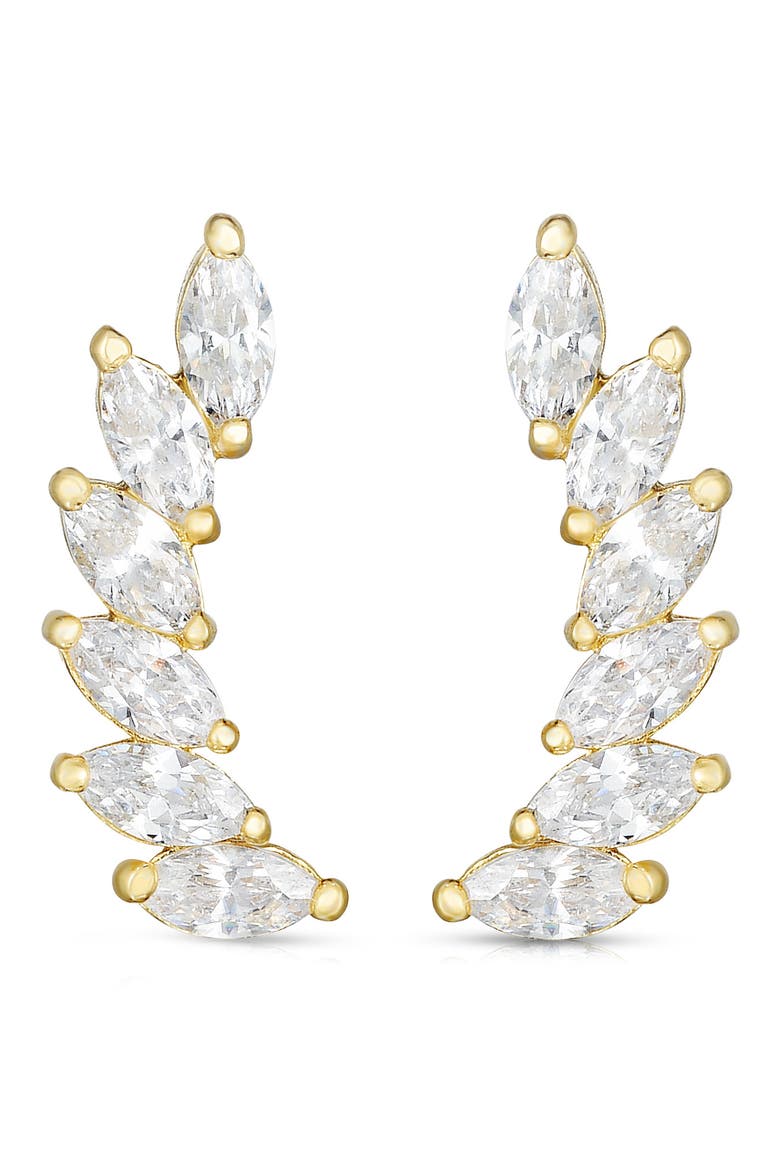 14k Gold Marquise Cubic Zirconia Ear Climbers, Main, color, GOLD
