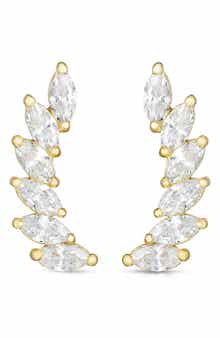 14k Gold Marquise Cubic Zirconia Ear Climbers