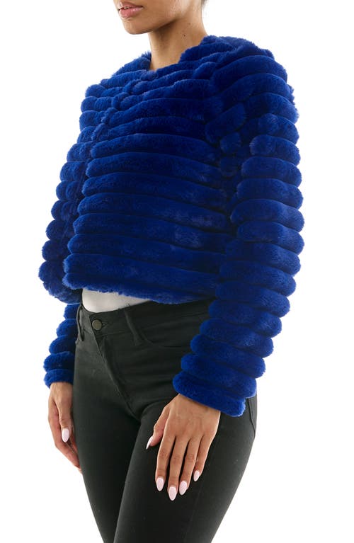 Nina Leonard Faux Fur Long Sleeve Bolero In Blue