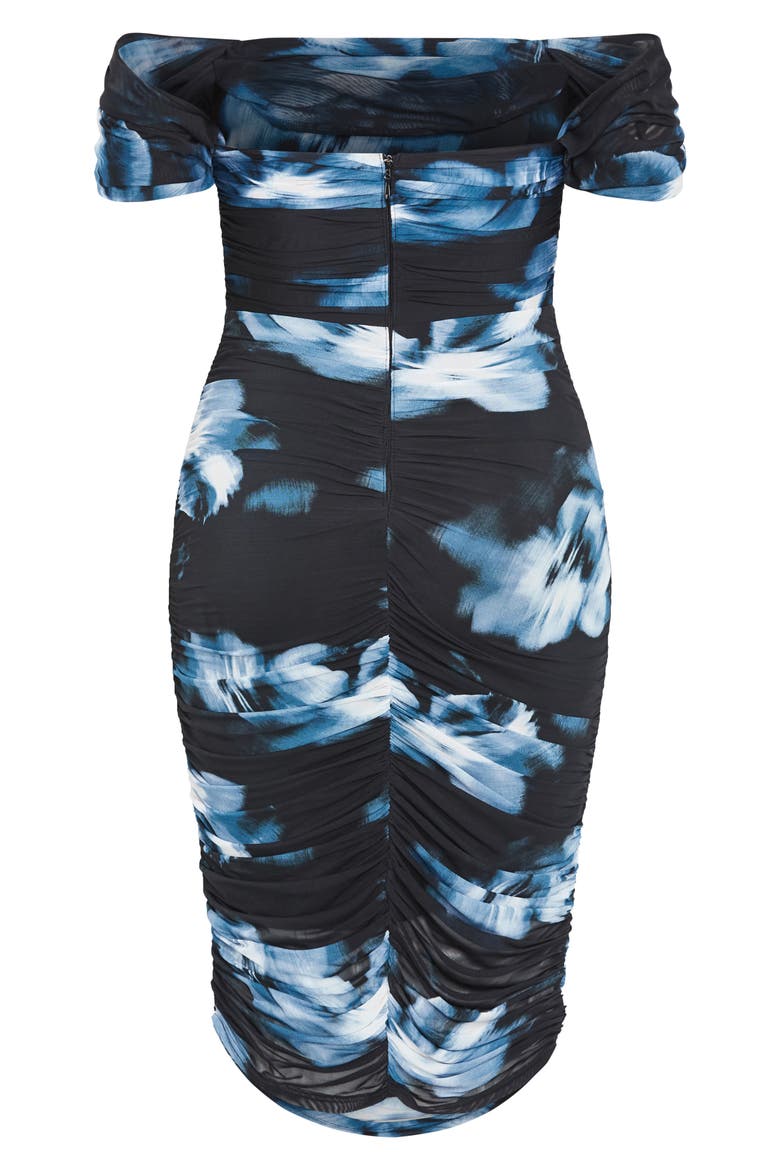 Floral Print Off the Shoulder Dress, Alternate, color, TEAL FLORAL