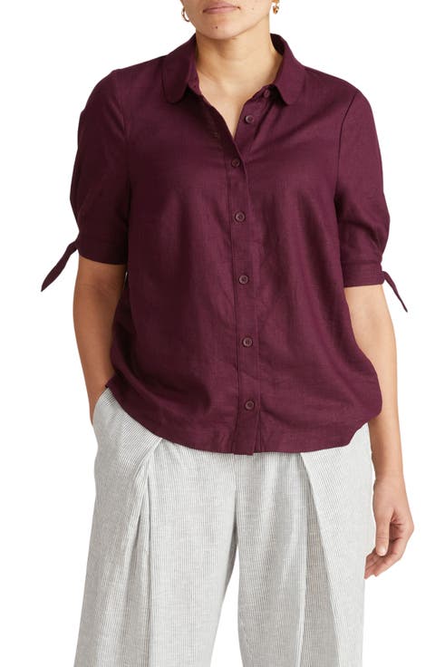 Luisa Linen Blend Button-Up Shirt (Plus)
