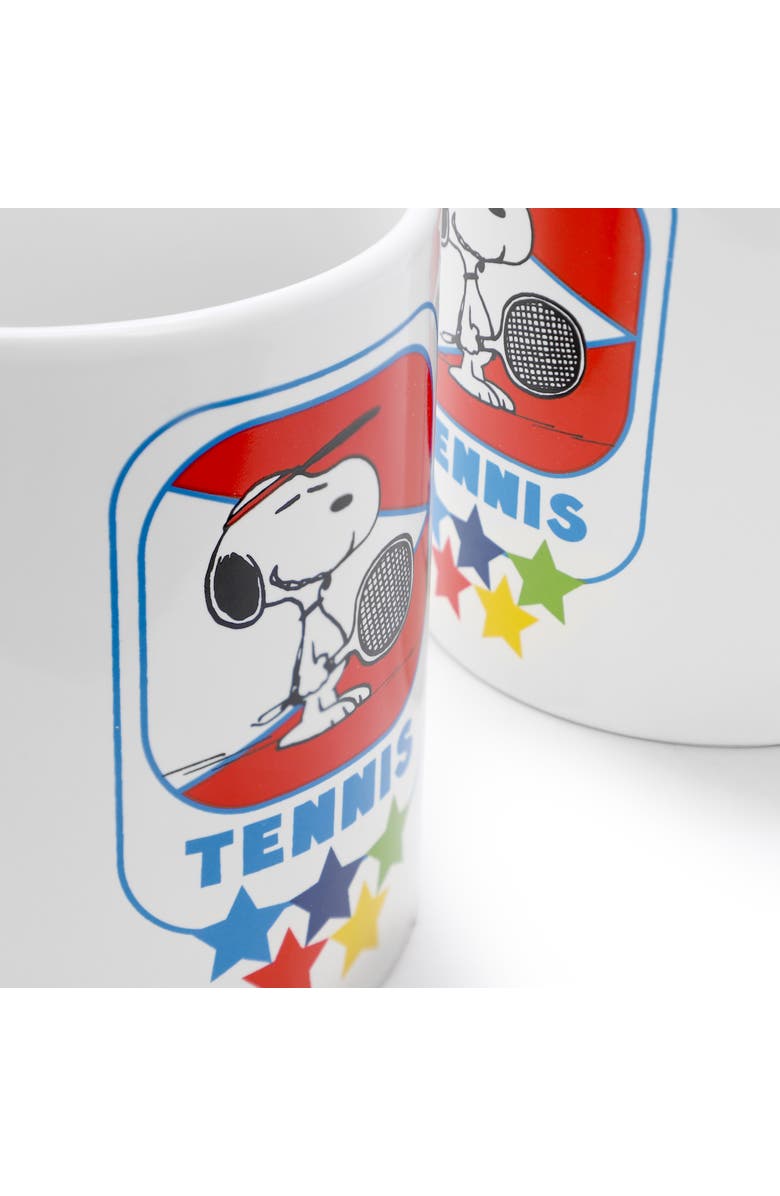 PEANUTS Best In Sports Tennis 4 Piece 19 Ounce Stoneware Mug Set, Alternate, color, White